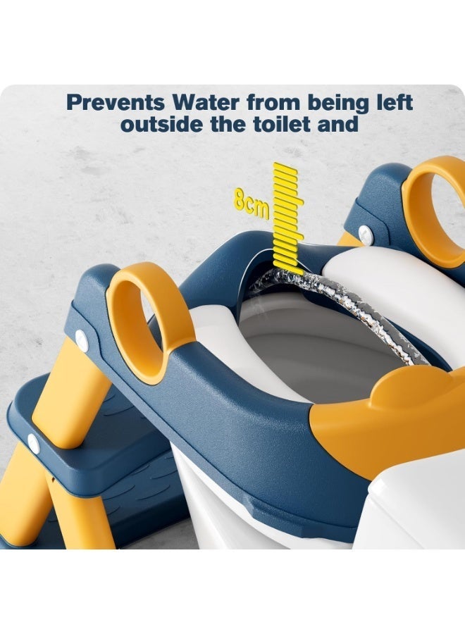 إي وورلد مقعد تدريب الأطفال على الحمام 2 في 1 مع سلم قابل للتعديل | تصميم مانع للانزلاق ووسادة ناعمة وحاجز للرذاذ | مناسب لجميع المراحيض القياسية - Image 5